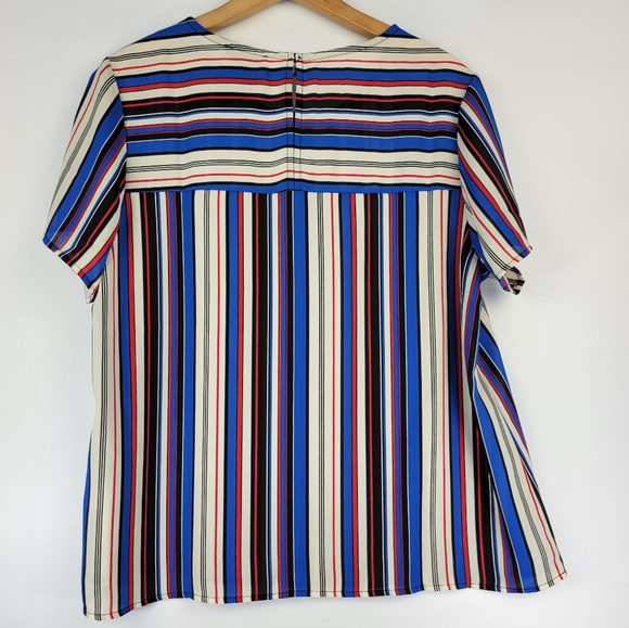 W5 Anthropologie Womens Vertical Striped Button Keyhole Back Blouse Size Large - Picture 3 of 11